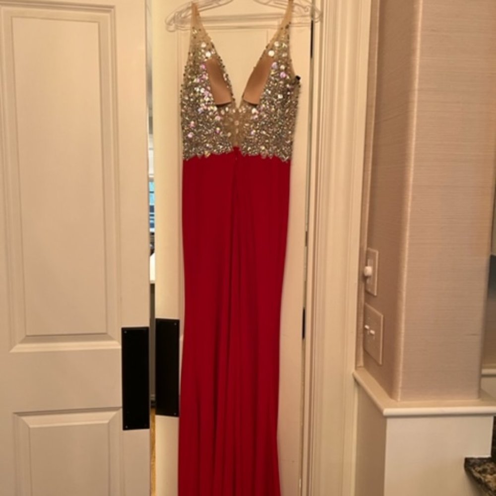 Red Gown with Rhinestones - Picture 2 of 2